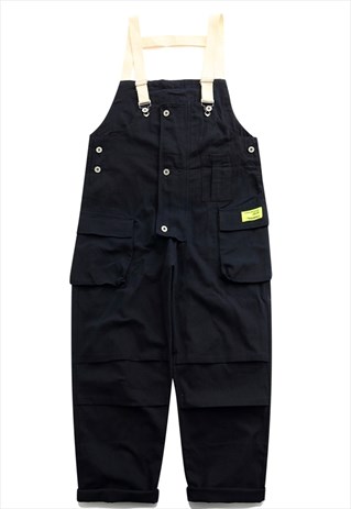 UTILITY OVERALLS CARGO POCKET PLAYSUIT RETRO DUNGAREES BLUE