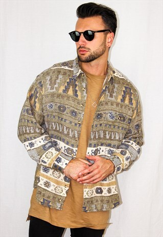 VINTAGE NAVAJO PATTERNED SHIRT