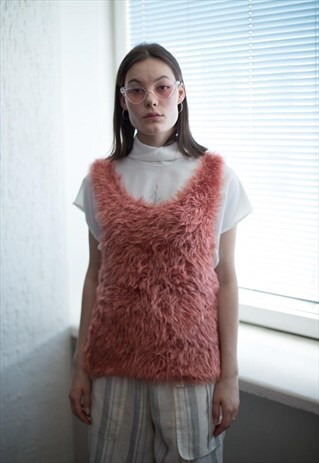 VINTAGE 90'S FLUFFY PINK VEST