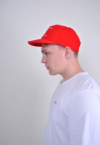 80S RED FLEECE CAP, VINTAGE SKI SPORT WINTER CAP