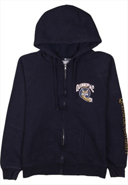 Vintage 90's Champion Hoodie Quinnipiac Full Zip Up Navy