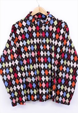 Vintage Aztec Fleece Sweater Quarter Zip Multicolour 90s