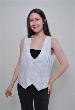 90's minimalist sleeveless blouse in white color 