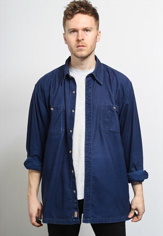 VINTAGE CORDUROY CORD SHIRT BLUE