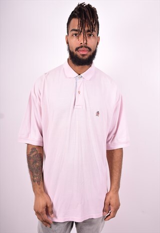 TOMMY HILFIGER MENS VINTAGE POLO SHIRT XL PINK 90'S