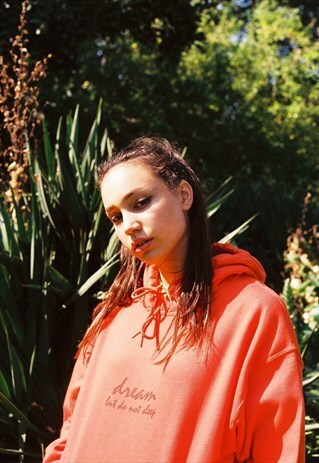 ORANGE HOODIE WITH 90'S LOGO DESIGN