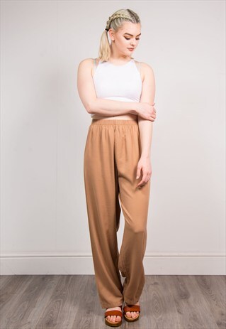 VINTAGE LIGHT BROWN WIDE LEG SUMMER TROUSERS
