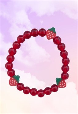 Fruity Strawberry - Red Chalcedony Beaded Gemstone Bracelet