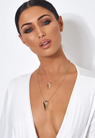 DOUBLE LAYERED GOLD ARROW NECKLACE