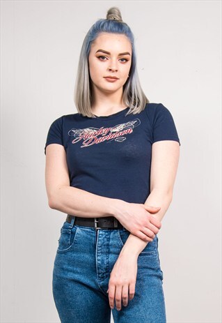 90'S VINTAGE BLUE HARLEY DAVIDSON T-SHIRT
