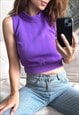 80's Purple Cropped Top - XS