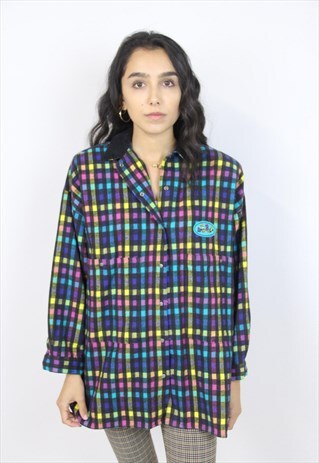 VINTAGE 90'S CORD COLLARED CHECK JACKET