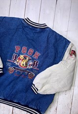 vintage denim varsity XL winnie the pooh embroidered jacket 