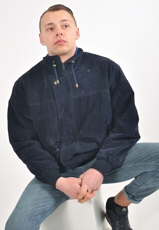 VINTAGE HARRINGTON VELVET JACKET IN NAVY