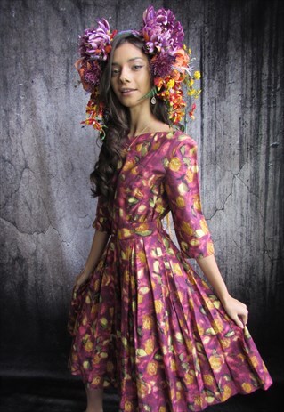 VINTAGE 1950S FLORAL DRESS