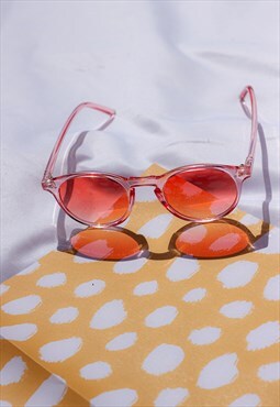 Transparent Pink Fine Classic Round Keyhole Sunglasses
