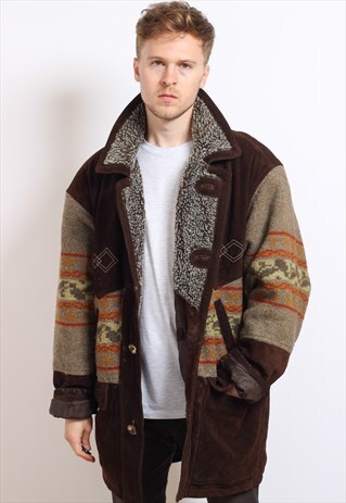 VINTAGE AZTEC NAVAJO FLEECE LINED JACKET