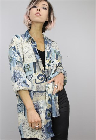 VINTAGE 80S/90S OVERSIZED PATTERNED SHIRT