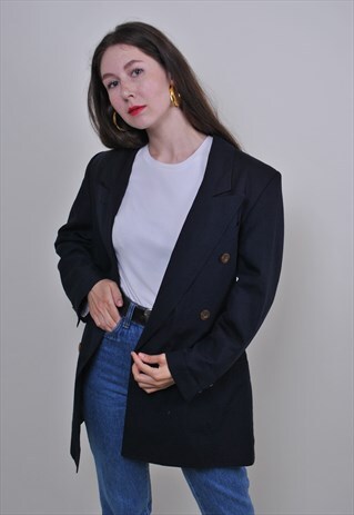 90S BLACK FORMAL BLAZER, VINTAGE SUIT SPRING TRENCH