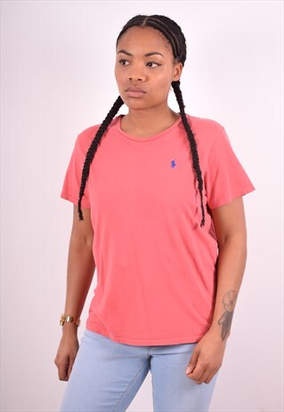 RALPH LAUREN SPORT WOMENS VINTAGE T-SHIRT TOP XL RED 90S
