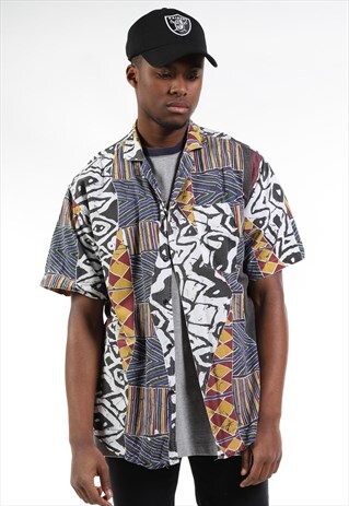 VINTAGE ABSTRACT CRAZY PRINT SHIRT