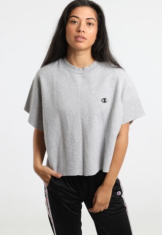90S CHAMPION EMBROIDERED LOGO CROPPED SWEATSHIRT
