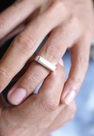 WOMENS SILVER RING BAR RING MENS SILVER RING VINTAGE - 1058