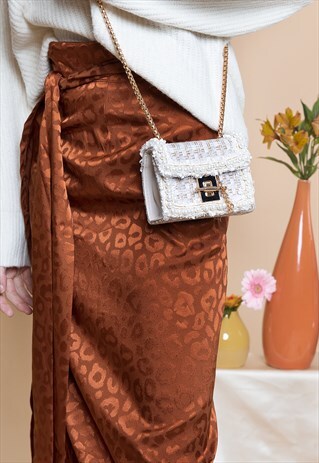 CROSS BODY MICRO BAG WITH PEARL BORDER CREAM