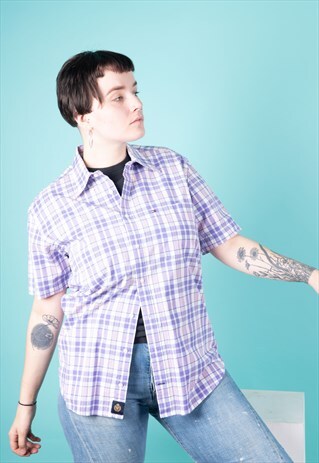 VINTAGE TOMMY HILFIGER SHIRT IN PURPLE AND WHITE CHECKS