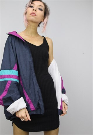 VINTAGE 80S/90S OVERSIZED COLOURFUL SHELL SUIT JACKET