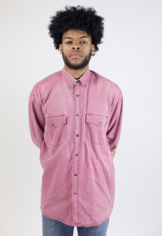 VINTAGE 90S LIGHT RED DEMIN SHIRT
