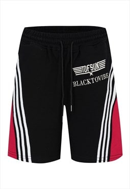 Utility shorts stripe finish gorpcore cropped pants in black