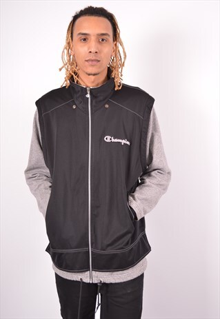 VINTAGE CHAMPION TRACKSUIT TOP JACKET BLACK