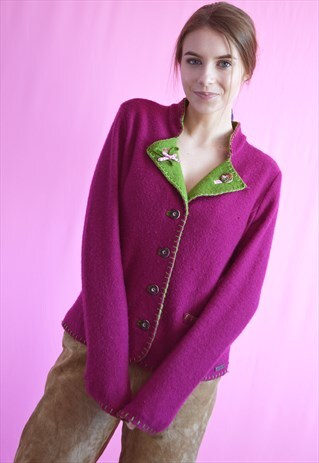 VINTAGE 90S PURPLE KNITTED SWEATER CARDIGAN JACKET
