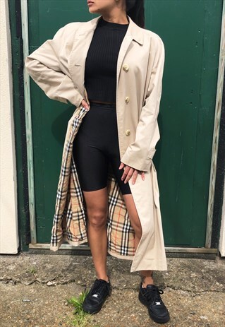 VINTAGE BURBERRY MAC COAT MADE IN ENGLAND WOMENS 18 LONG