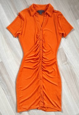 Y2K Orange Button Up Mini Dress