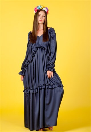 BLUE MAXI DRESS/ BOHO DRESS/ MAXI BOHO DRESS/ DAY DRESS