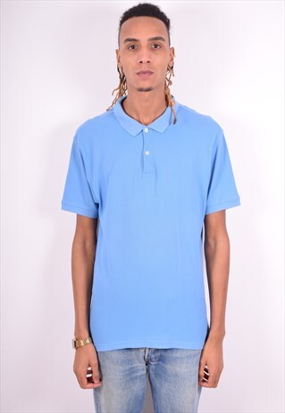 FILA MENS VINTAGE POLO SHIRT MEDIUM BLUE 90'S