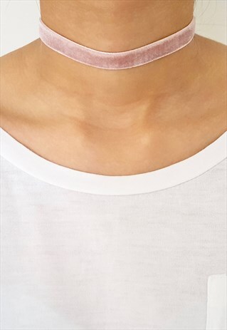 SMALL VELVET CHOKER - DUSTY PINK