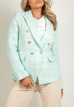Pastel Tweed Tailored Blazer In Mint