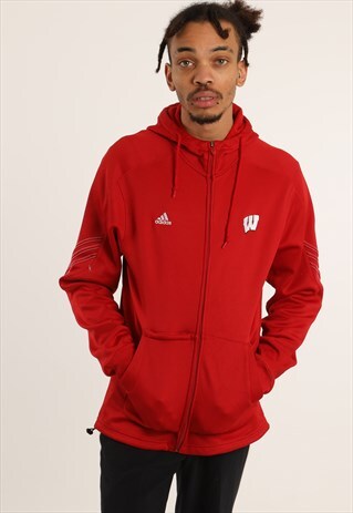 VINTAGE ADIDAS EMBROIDERED ZIPPED HOODIE