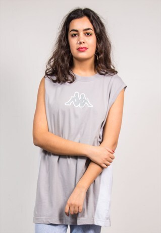 90'S VINTAGE GREY KAPPA SPORTS VEST TOP T-SHIRT