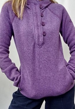 Hooded Jumper Purple Button-Up Sports
