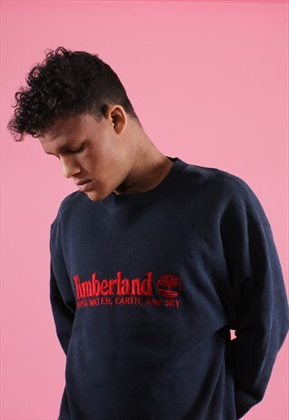 NAVY AND RED TIMBERLAND EMBROIDERED SWEATSHIRT