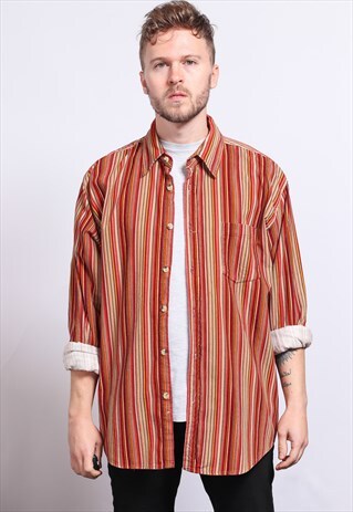 VINTAGE CORDUROY CORD STRIPED SHIRT