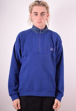NIKE MENS VINTAGE FLEECE JUMPER LARGE BLUE 90S