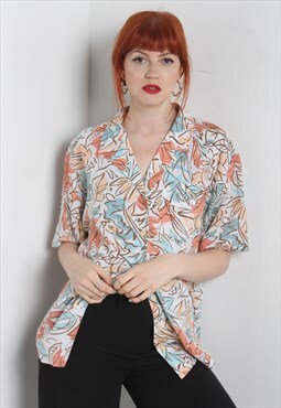 Vintage 80's Crazy Patterned Blouse Shirt Multi