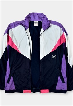 Vintage Puma Tracksuit Top Full Zip Logo Black