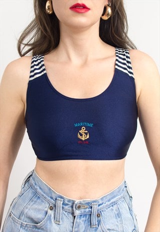 Vintage 90's swimming top marine sailor women