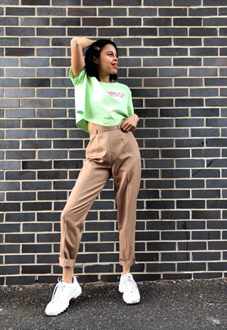 VINTAGE 90S HIGH WAISTED CAMEL TROUSERS